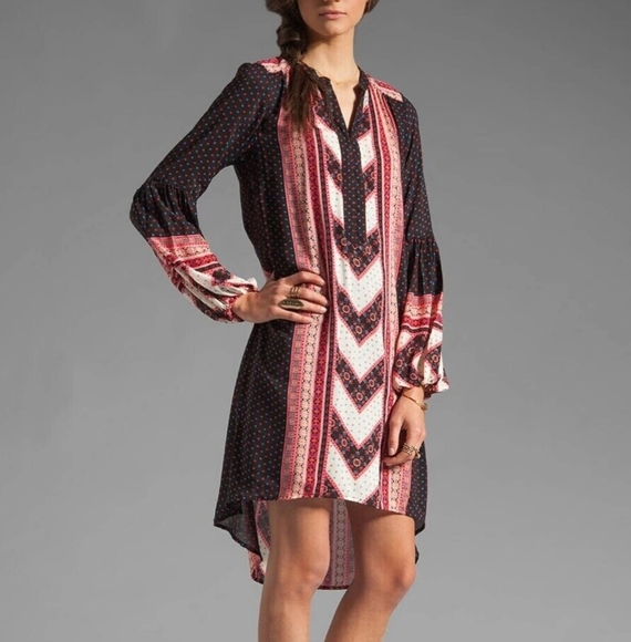 Free People Peace Maker Black Combo Dress Fishtail Lined Boho Casual size Small - Picture 11 of 11